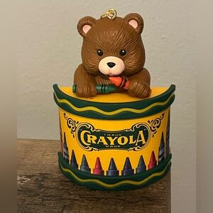 Vtg Crayola Crayon with Bear Ornament